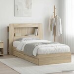 vidaXL Cadre de lit avec rangement Chêne Sonoma 75 x 190 cm