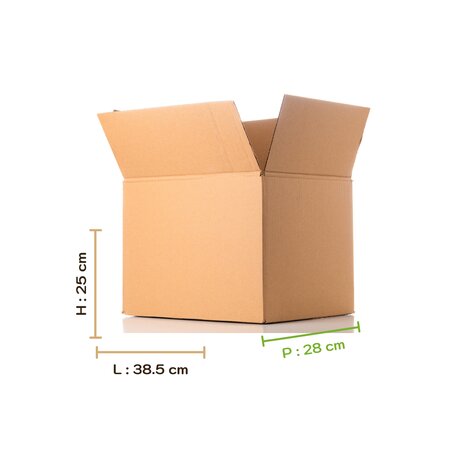 Lot de 50 cartons de déménagement simple cannelure renforcée 38 5x28x25cm (x50)