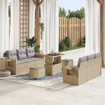 vidaXL Ensemble de canapé de jardin 9 Pièces Beige polyrotin