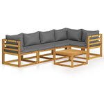 vidaXL Salon de jardin 6 Pièces avec coussins Bois d'acacia solide