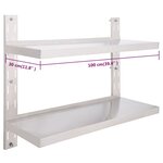 vidaXL Étagère murale à 2 niveaux Acier inoxydable 100x30 cm