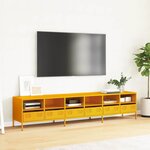 vidaXL Meuble TV jaune moutarde 202x39x43 5 cm acier laminé à froid