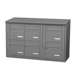 Bloc collectif Leabox 3x2  grade 3  simple face  extérieur  fixation murale  gris poussière ral 7037 finition brillante