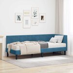 vidaXL Cadre de lit d'angle avec matelas Bleu 80 x 200 cm Velours