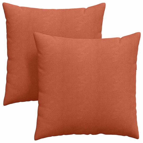 vidaXL Coussins de canapé 2 pc Tissu en velours côtelé Rouge orange