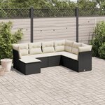 vidaXL Salon de jardin 7 Pièces avec coussins noir résine tressée