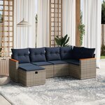 vidaXL Salon de jardin 6 Pièces avec coussins gris résine tressée