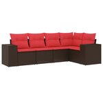 vidaXL Salon de jardin avec coussins 5 Pièces marron résine tressée