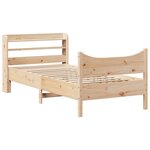 vidaXL Cadre de lit avec tête de lit 90x200 cm bois de pin massif