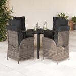 vidaXL Ensemble à manger de jardin 5 Pièces coussins gris résine tressée