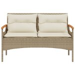 vidaXL Banc de jardin avec coussins 116x62 5x74cm beige résine tressée