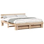 vidaXL Cadre de lit avec tête de lit Marron 180 x 200 cm Pin massif