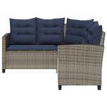 vidaXL Canapé de jardin avec table et coussins en forme de L gris