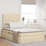 vidaXL Lit de rangement LED avec matelas Crème 120 x 190 cm Tissu