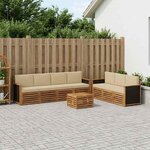 vidaXL Ensembles de canapés avec coussin 8 Pièces Bois d'Acacia Massif