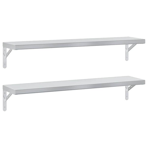 vidaXL Étagères murales 2 Pièces 100x23 5 cm argenté acier inoxydable