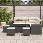 vidaXL Ensemble de canapé de jardin avec coussin 9 Pièces Noir et Crème