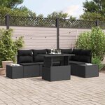 vidaXL Ensemble de canapé de jardin 6 Pièces Noir Poly rotin