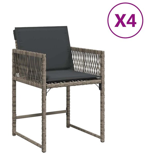 vidaXL Chaises de jardin avec coussins lot de 4 gris résine tressée