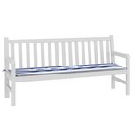 vidaXL Coussin de banc de jardin Rayé Bleu et blanc 180 x 50 x 4 cm