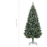 vidaXL Sapin de Noël avec pommes de pin et paillettes blanches 180 cm