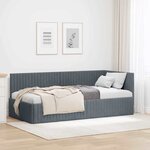 vidaXL Cadre de lit d'angle Gris foncé 90 x 190 cm Velours