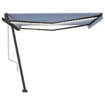 vidaXL Auvent automatique capteur de vent/LED 400x350 cm Bleu et blanc