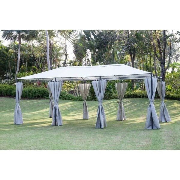 Tonnelle de jardin - En acier polyester - 6 x 3 m - Gris