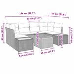 Ensemble de Canapés de Jardins 6 Pièces avec Coussins en Rattan Poly Noir