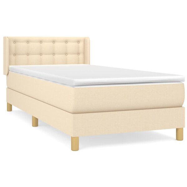 vidaXL Sommier à lattes de lit avec matelas Crème 100x200 cm Tissu