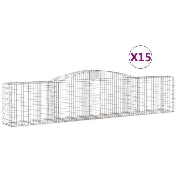 vidaXL Paniers à gabions arqués 15 Pièces 400x50x80/100 cm Fer galvanisé