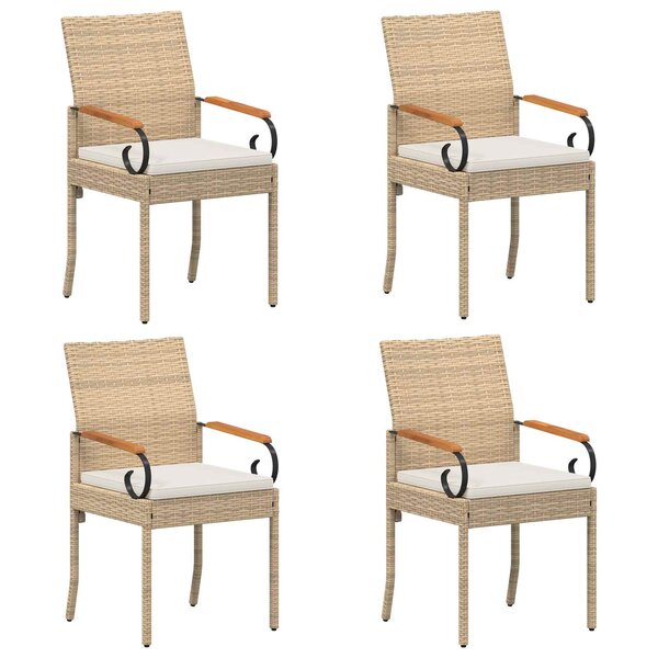 vidaXL Chaises de jardin avec coussin 4 Pièces Beige et blanc crème