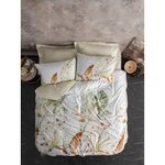 Parure de lit - housse de couette 220 x 240 + 2 taies d'oreiller 60 x 60 - Satiné coton - Beige