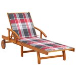 vidaXL Chaise longue de jardin avec coussin Bois d'acacia solide