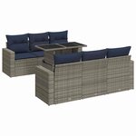 vidaXL Salon de jardin avec coussins 7 Pièces gris résine tressée acacia