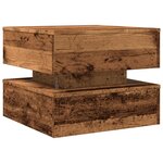 vidaXL Table basse avec lumières LED vieux bois 50x50x40 cm