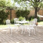 Ensemble de repas de jardin de 5 pièces vidaXL en aluminium coulé blanc