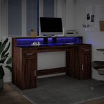 vidaXL Bureau et lumières LED chêne marron bois d'ingénierie