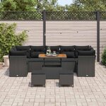 vidaXL Ensemble de canapé de jardin 10 Pièces Noir polyrotin