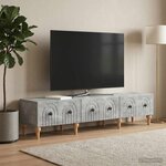 vidaXL Meuble TV Gris béton 147 x 34 5 x 30 cm Bois d'ingénierie
