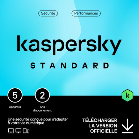 Kaspersky Standard - Licence 2 ans - 5 appareils - A télécharger