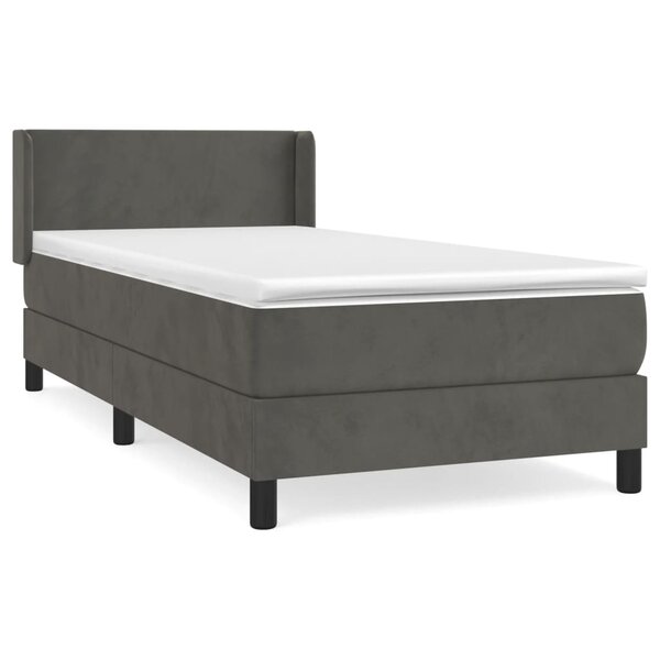 vidaXL Sommier à lattes de lit et matelas Gris foncé 90x200 cm Velours