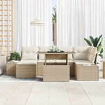 vidaXL Ensemble de canapé de jardin avec coussin 7 Pièces beige et crème