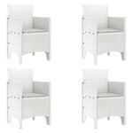 vidaXL Chaise de jardin 4 pc Blanc Polypropylène