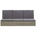 vidaXL Chaise longue convertible avec coussin Résine tressée Gris