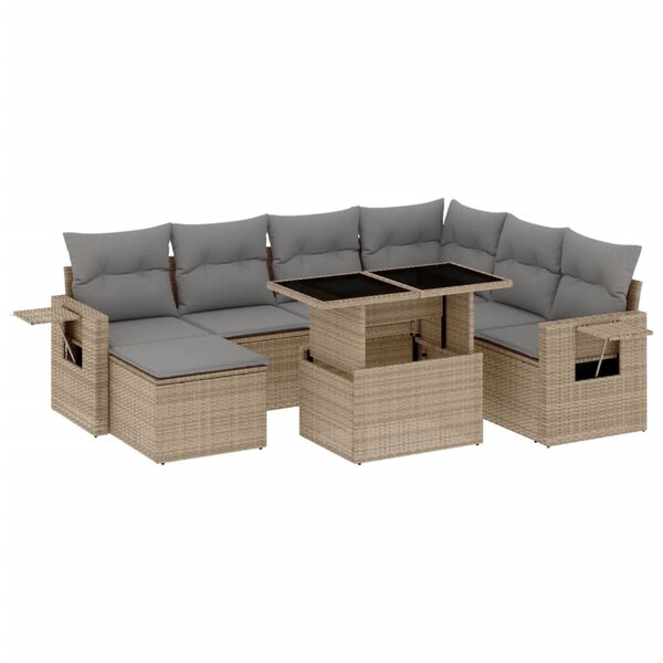 vidaXL Salon de jardin avec coussins 8 Pièces beige résine tressée