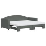 vidaXL Lit de jour avec gigogne et matelas gris foncé 90x190 cm tissu