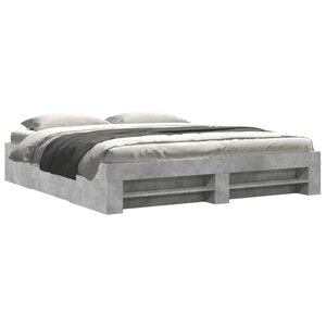 vidaXL Cadre de lit sans matelas gris béton 200x200 cm bois ingénierie