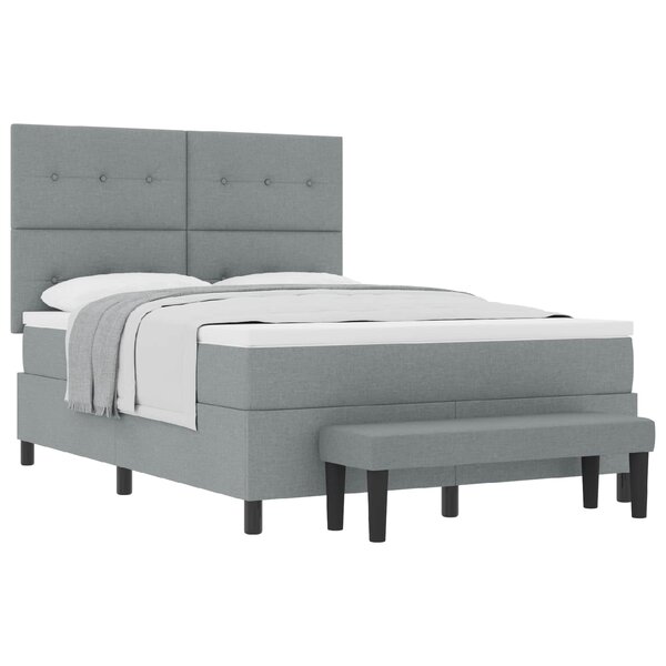 vidaXL Lit à ressorts avec tête de lit Gris clair 140 x 190 cm tissu