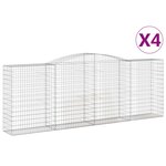 vidaXL Paniers à gabions arqués 4 Pièces 400x50x140/160 cm Fer galvanisé
